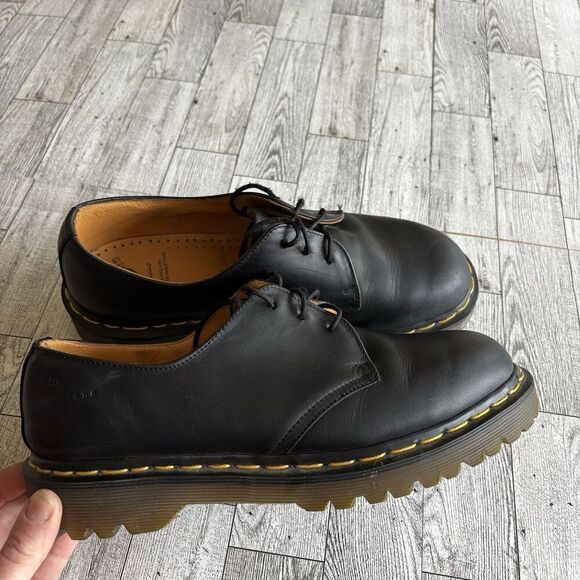 Vtg Doc Martens 1461 Oxfords W9/M8 Black Leather Made In England Grunge Rock